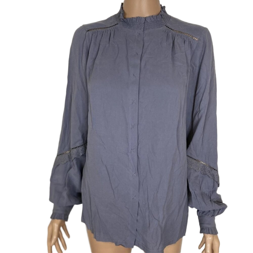Go by GoSilk “Go Free” Ruffle Silk Blouse Women’s